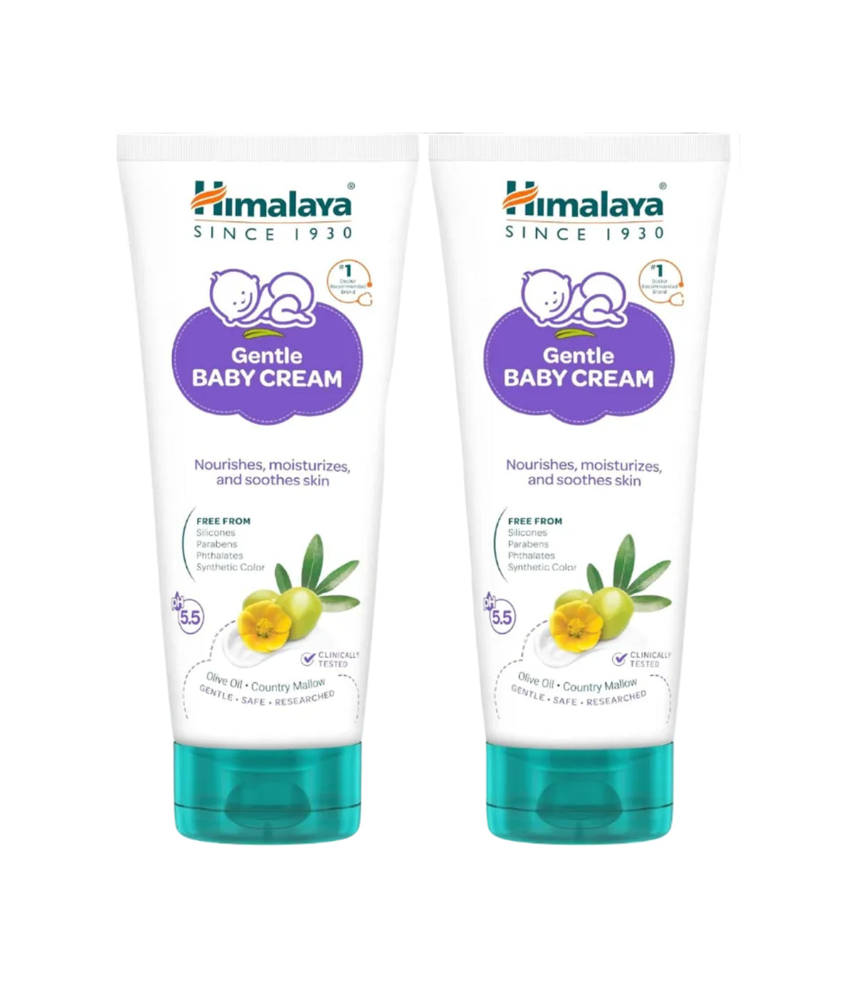 Himalaya Gentle Baby Cream 200ml | No.1 Doctor-Prescribed Brand | Nourishes & Extra Soft Skin | pH 5.5 Formulation | Safe for Newborns (Pack of 2)