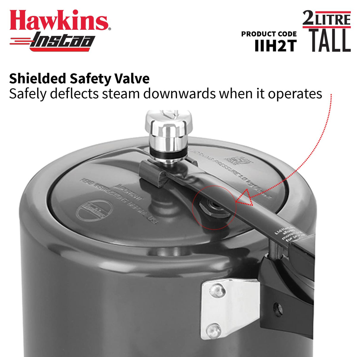 Hawkins 2 Litre Instaa Pressure Cooker, Induction Inner Lid Cooker, Tall Body Hard Anodised Cooker, Black (IIH2T)