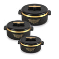 CELLO Exotic Insulated Casserole Set of 3, (500ml, 1000ml, 1500ml) Black |