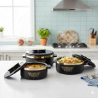 CELLO Exotic Insulated Casserole Set of 3, (500ml, 1000ml, 1500ml) Black |