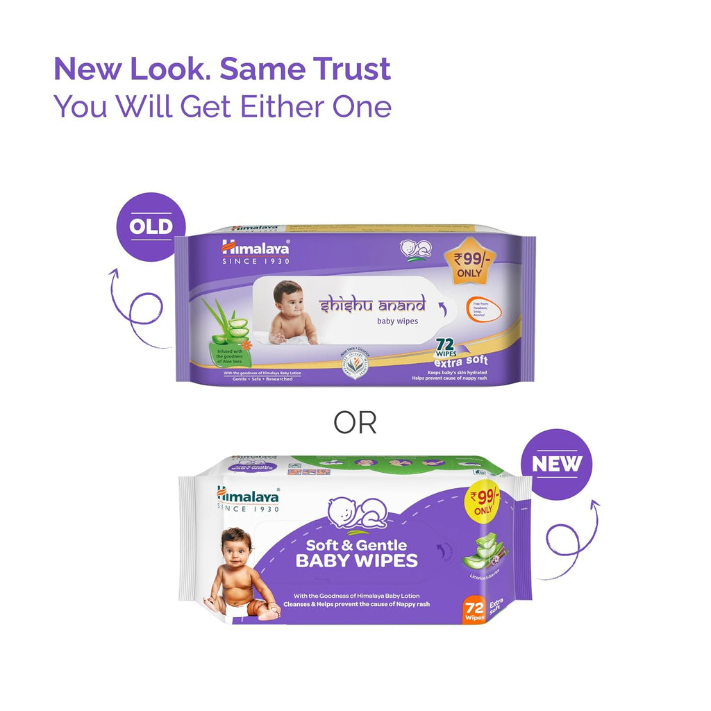 Himalaya Soft & Gentle Baby Wipes |72 Wipes x B3 G1 Free - 288 Wipes | With Licorice & Aloe Vera | Gently cleanses & Helps prevent the cause of...