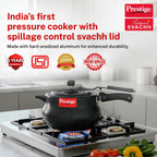 Prestige 5 Litre Hard Anodised Nakshatra Plus Svachh Innerlid Pressure Cooker|Deep lid for spillage control|Gas & Induction Compatible|Metallic Safety Plug|5 years warranty|ISI Certified