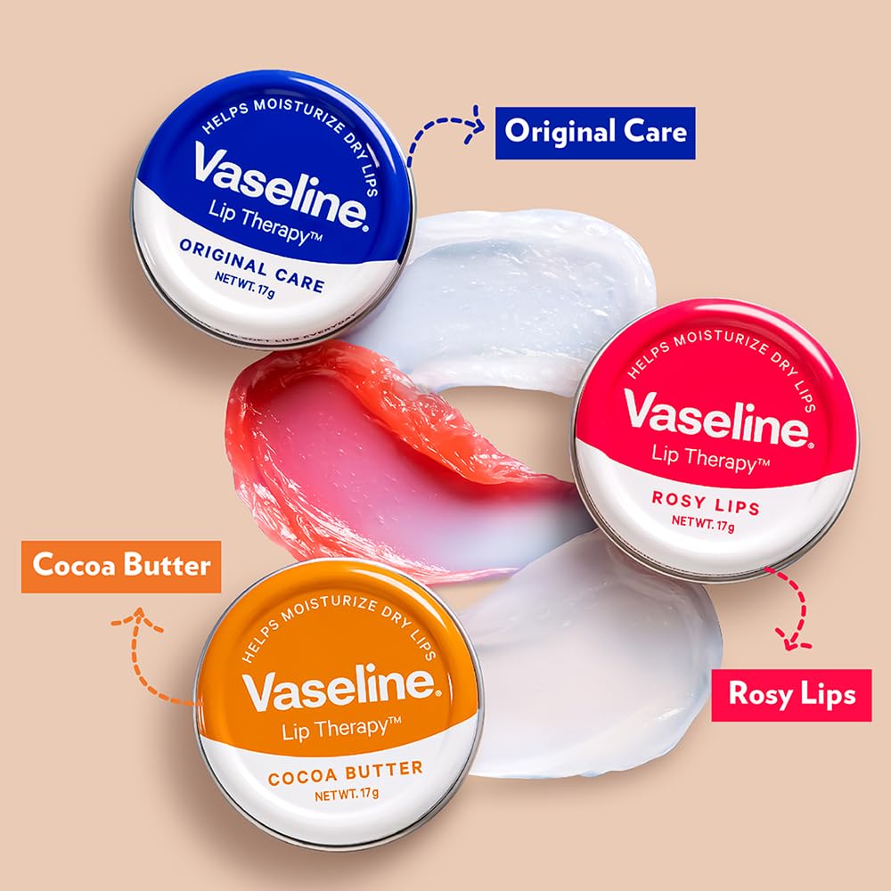 Vaseline Lip Tins Cocoa Butter, 17g | Infused with Cocoa Butter for Hydration & Glossy Shine Softline (Transparent)