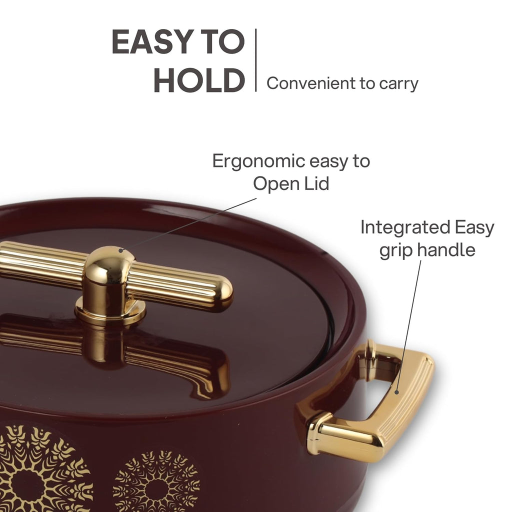 CELLO Jewel NX Insulated Casserole Set of 3 Pcs (500ml, 1000ml, 1500ml) Burgundy |