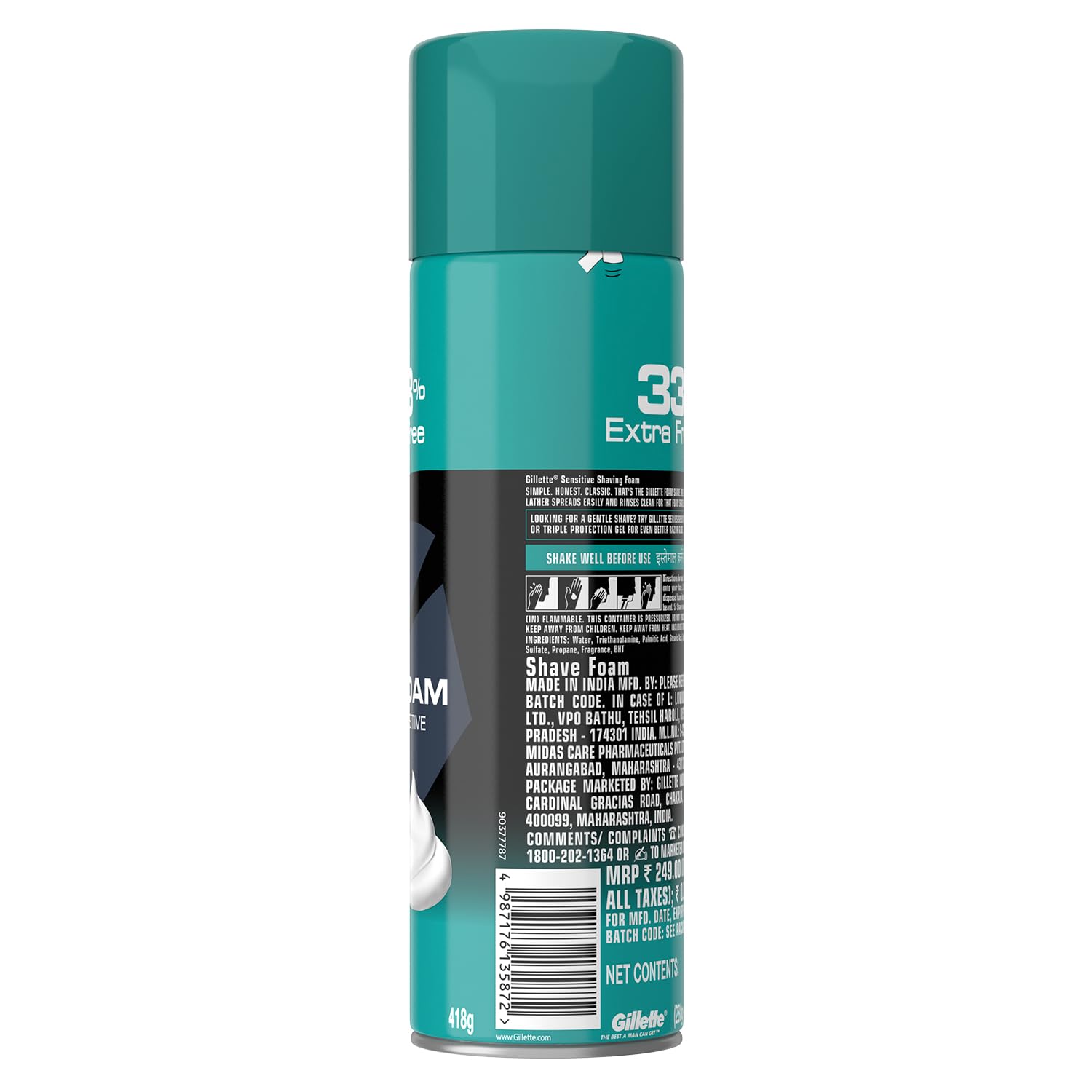 Gillette Classic Sensitive Shave Foam - 418 g (33% extra)