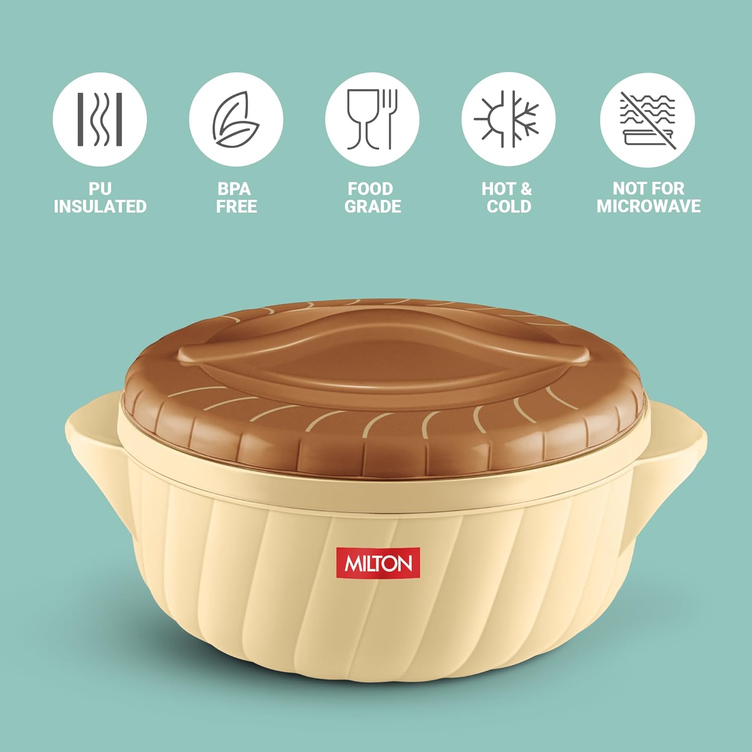 MILTON Flora Regular Set Insulated Inner Steel Casserole for Roti 3Pc (750ml 1.25L & 2.1L) Hot Box for Kitchen