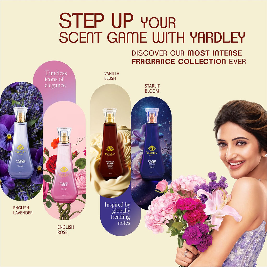 Yardley London Vanilla Blush Eau De Parfum (EDP) for Women, 100ml – Natural Essential Oils, Sweet Gourmand Perfume | Vanilla & Rose Fragrance