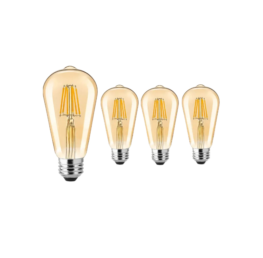 Gesto 4W E27 E26 Base Edison Bulb | Antique Filament Light | 15000 Hours | Hanging LED Warm White 2700K Vintage Bulbs (Pack of 4)