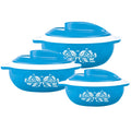 CELLO Hot Serve Insulated Inner Steel Casserole Set of 3, Blue (500ml, 850ml, 1500ml)