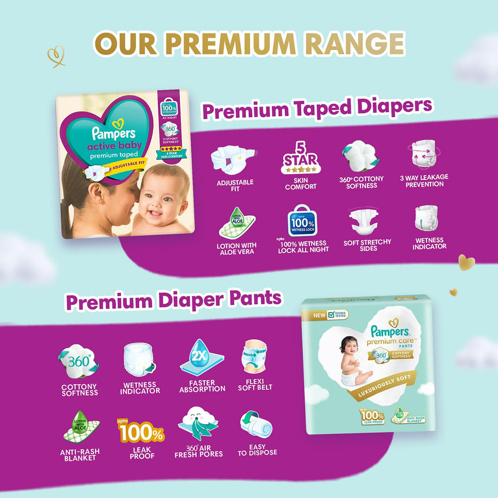 Pampers Active Baby Taped Diapers, Small size diapers, (S) 92 count, taped style custom fit | Taped Style, Custom Fit