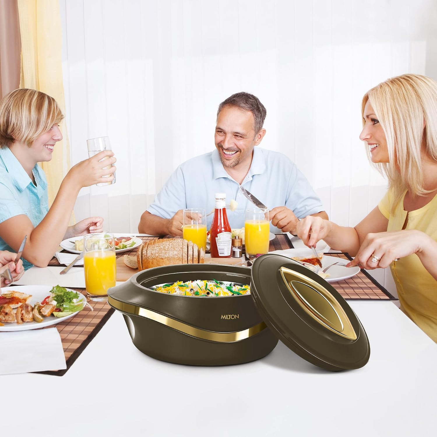 MILTON Pearl 1500 PU Insulated Inner Stainless Steel Casserole, 1270 ml, Dark Brown