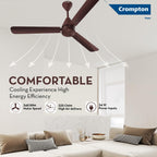Crompton Energion Hyperjet 1200mm BLDC Ceiling Fan | Point Anywhere Remote Control | BEE 5 Star Rated Energy Efficient | Superior Air Delivery | Anti-Rust | 2 Year Manufacturer Warranty | Brown