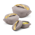 MILTON plastic Oyster Jr. Gift Set PU Insulated Casserole, Set of 3 (455 ml, 860 ml, 1275 ml) Taupe