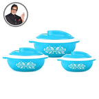 CELLO Hot Serve Insulated Inner Steel Casserole Set of 3, Blue (500ml, 850ml, 1500ml)