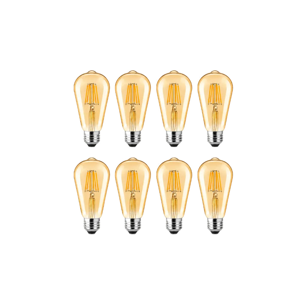 Gesto 4W E27 E26 Base Edison Bulb | 15000 Light Hours | Hanging LED Warm White 2700K Antique Vintage Filament Bulbs (Pack of 8)