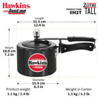 Hawkins 2 Litre Instaa Pressure Cooker, Induction Inner Lid Cooker, Tall Body Hard Anodised Cooker, Black (IIH2T)