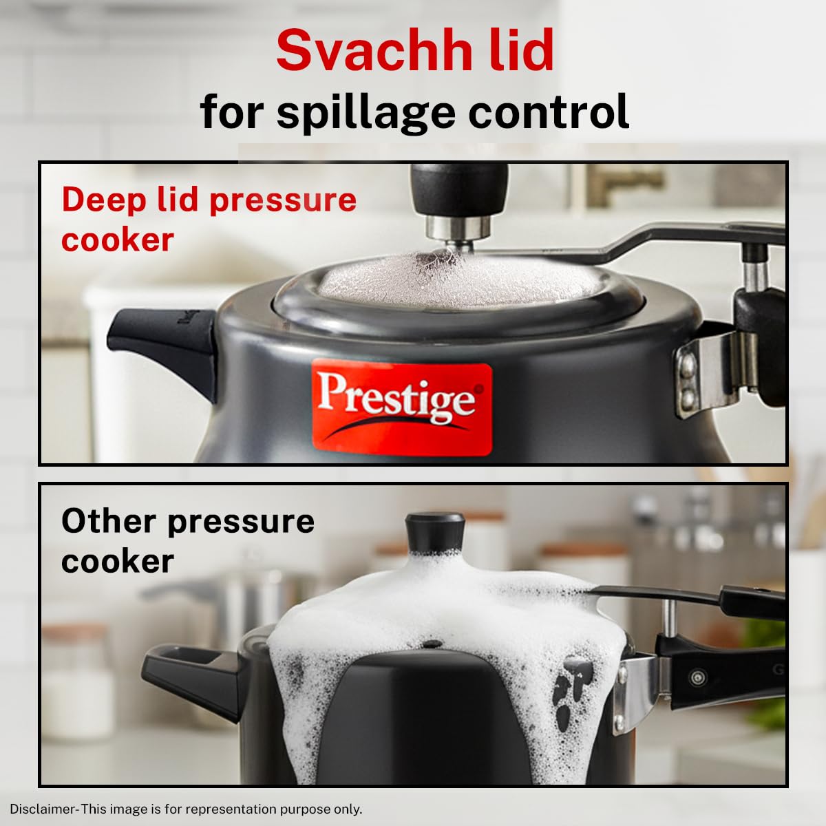 Prestige 5 Litre Hard Anodised Nakshatra Plus Svachh Innerlid Pressure Cooker|Deep lid for spillage control|Gas & Induction Compatible|Metallic Safety Plug|5 years warranty|ISI Certified