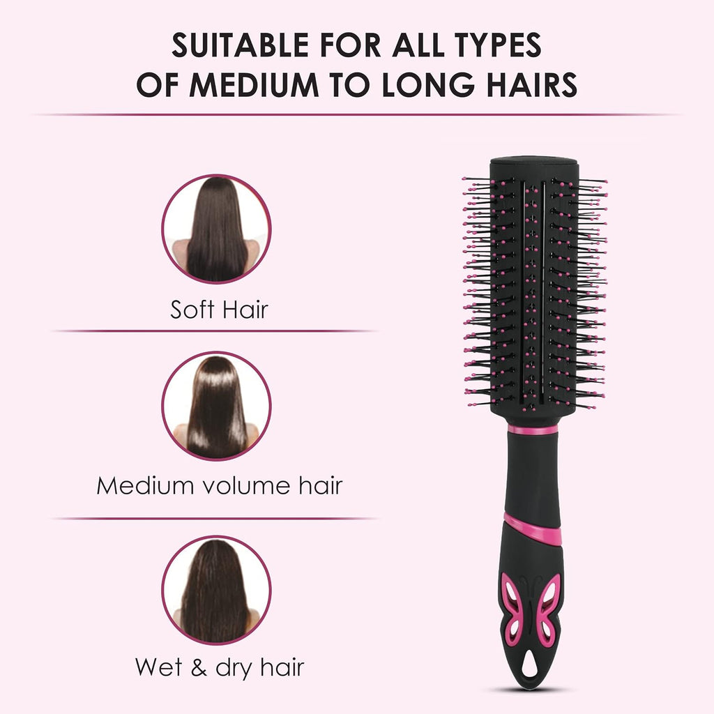 AGARO Delight Round Hair Brush with Strong & flexible boar bristles having Anti static ball tips