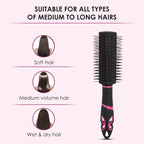 AGARO Delight Round Hair Brush with Strong & flexible boar bristles having Anti static ball tips