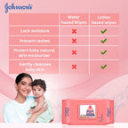 Johnson's Baby Wet Wipes | 216 Wipes | Alcohol & Soap Free | Prevents Rashes & Redness | with 3X Moisturising Lotion | As Mild as Pure Water | Enriched with Glycerin | (Pack of 2)
