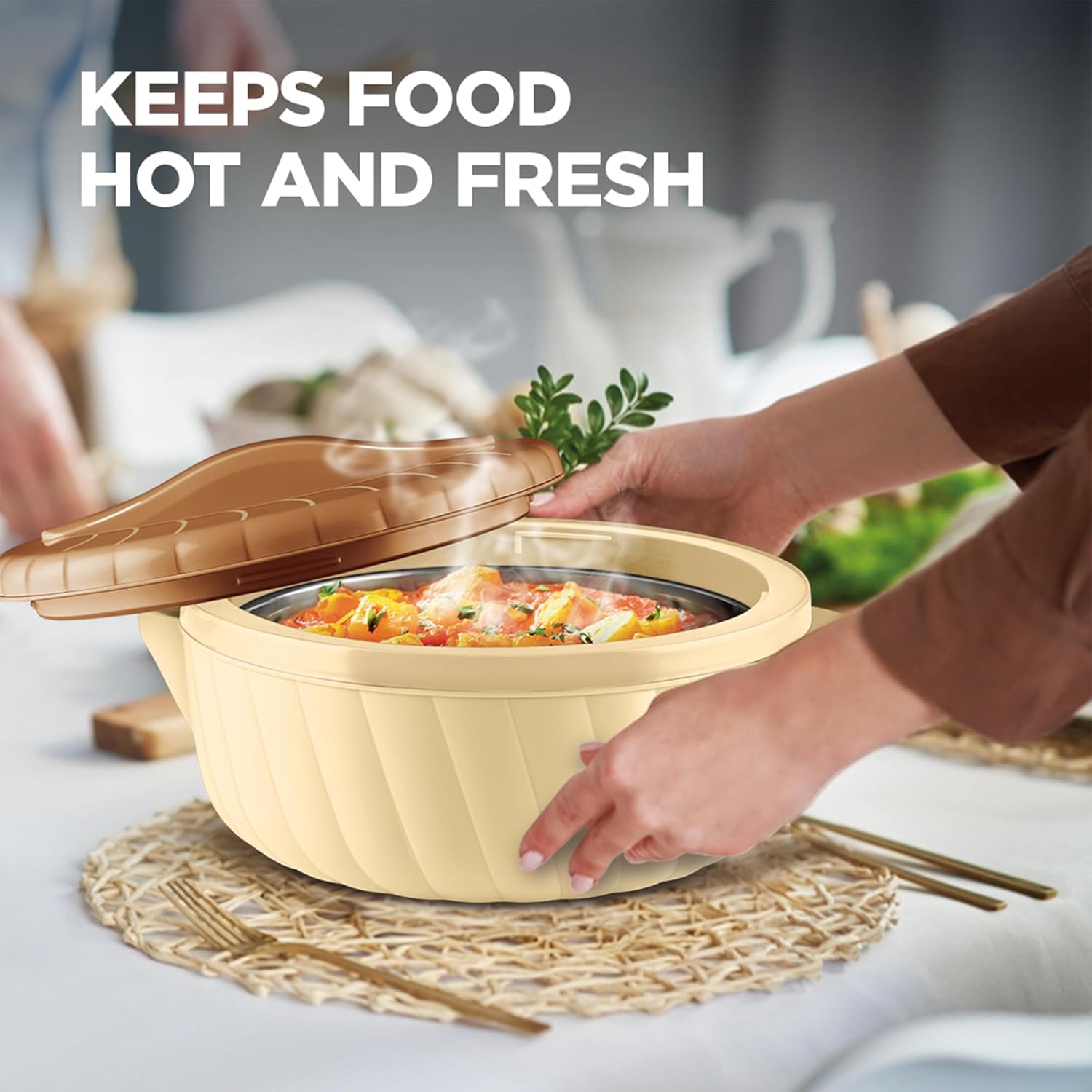 MILTON Flora 2500 Insulated Inner Steel Casserole for Roti, 2.35 Litre