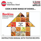 Hawkins Classic 1.5 Litre Triply Stainless Steel Pressure Cooker | Straight Body | Induction & Gas Compatible | Ideal for 1–2 persons | ISI Certified | Guaranteed for 5 year | Silver (SSTCL15)