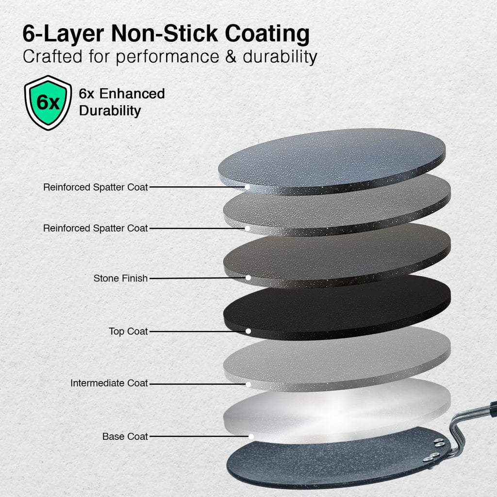 Prestige Durastone Hard Anodised Non-Stick Omni tawa(24.5 cm)|6 Layers Extra Durable Stone Coating|