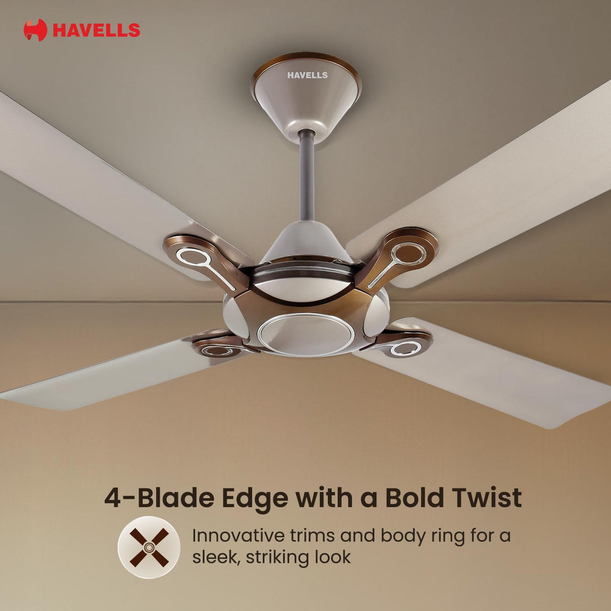 Havells Leganza 4 Blade 1200mm Ceiling Fan (Mist Honey)