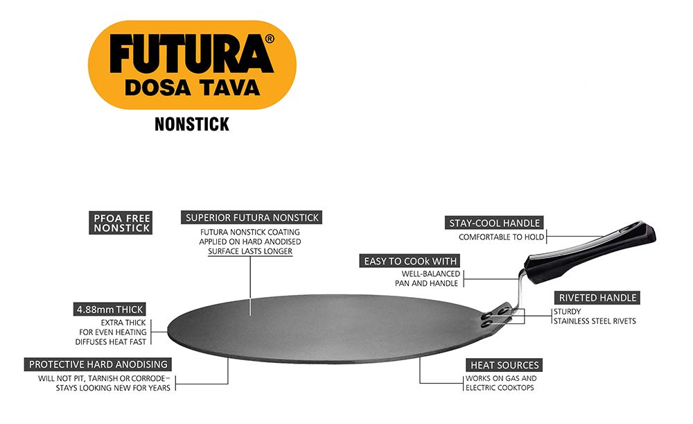 Hawkins Futura Non Stick Dosa Tawa, 33cm, Black & Futura Nonstick Dosa Tava, 28 cm, Black Combo