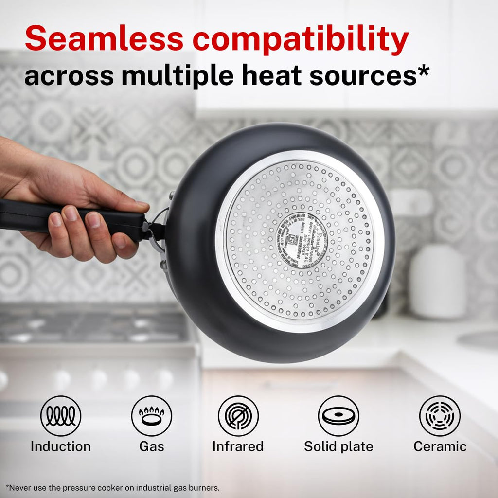 Prestige 5 Litre Hard Anodised Nakshatra Plus Svachh Innerlid Pressure Cooker|Deep lid for spillage control|Gas & Induction Compatible|Metallic Safety Plug|5 years warranty|ISI Certified