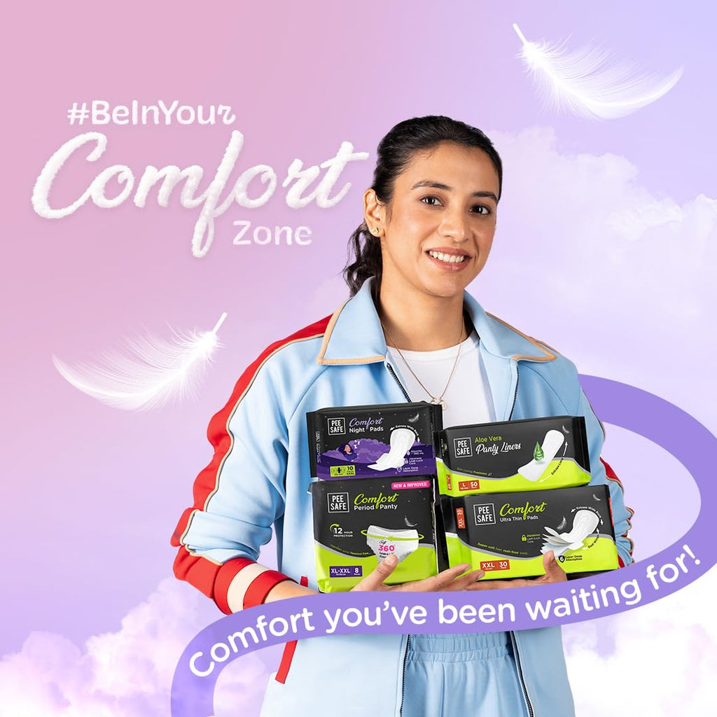 Pee Safe Comfort Ultra Thin Sanitary Pads For Women | XXL | 30 Pads | Ultra Soft, Dual Wings, Toxin Free, Extra Long, 6 Layer Deep Absorption, Rash Free...