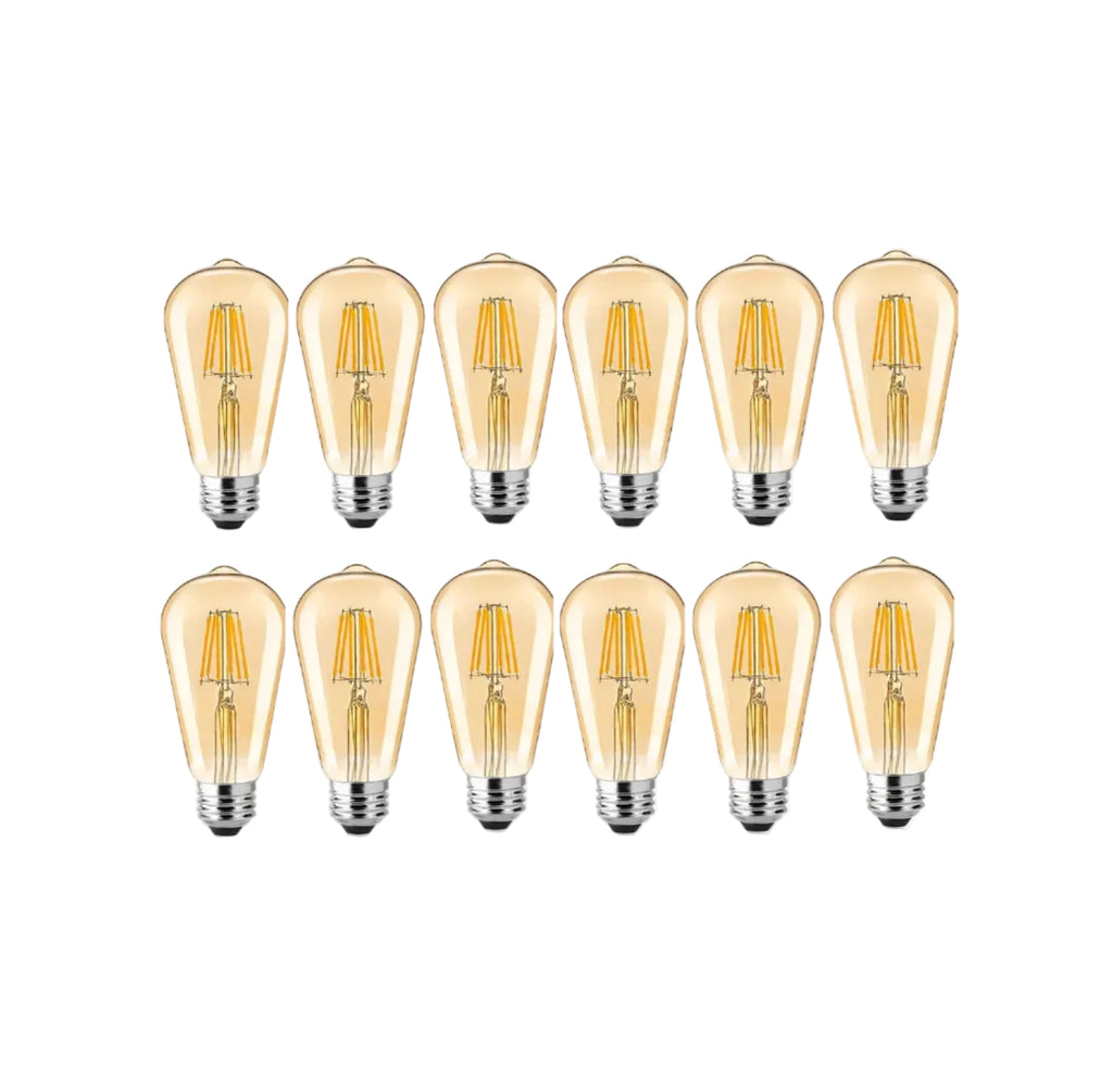 Gesto 4W E27 E26 Base Edison Bulb | 15000 Light Hours | Hanging LED Warm White 2700K Antique Vintage Filament Bulbs (Pack of 12)