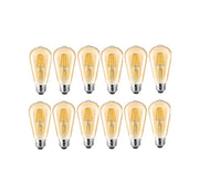 Gesto 4W E27 E26 Base Edison Bulb | 15000 Light Hours | Hanging LED Warm White 2700K Antique Vintage Filament Bulbs (Pack of 12)