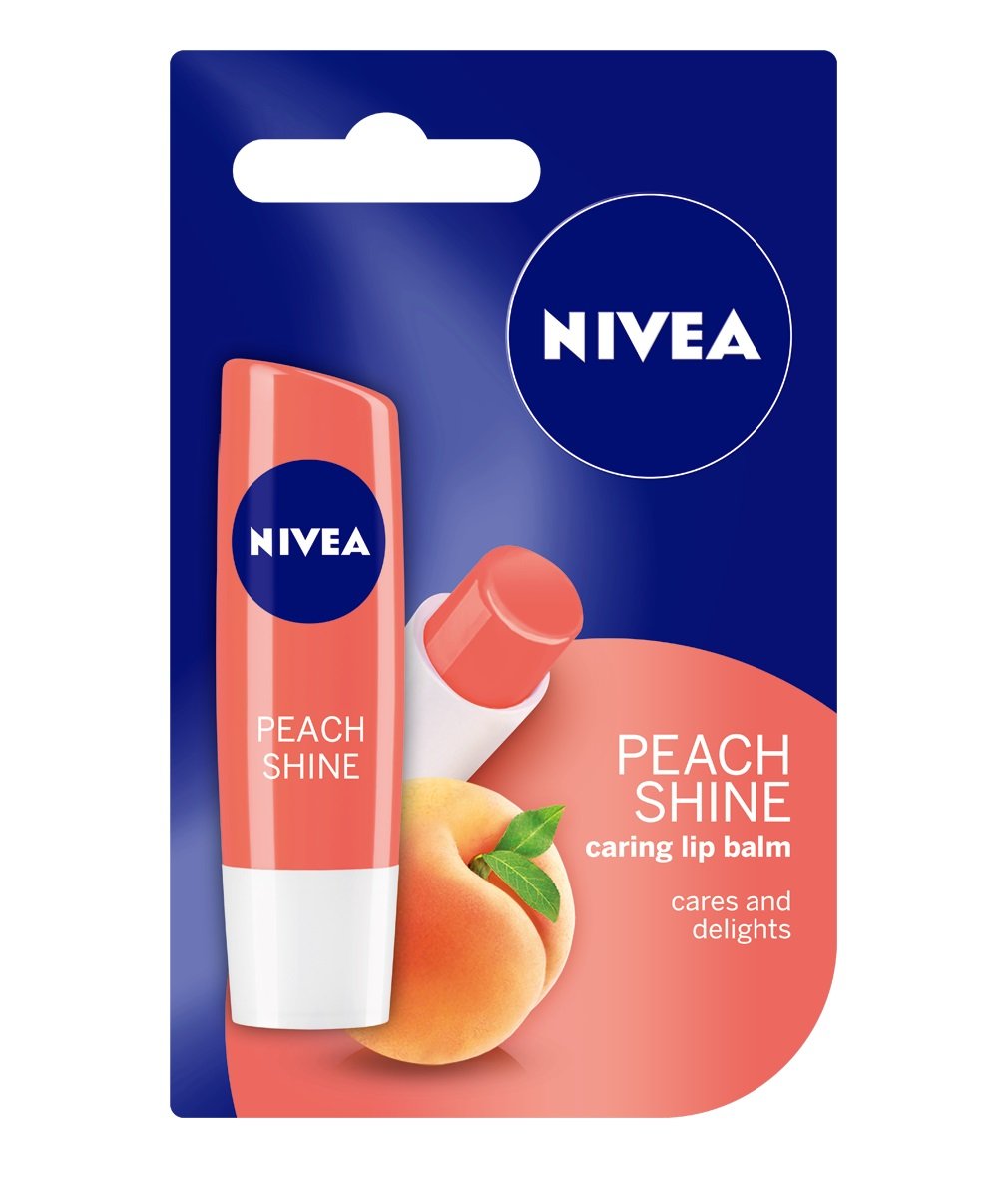 Nivea Lip Balm Fruity Shine, Glossy Finish - Peach,4.8 g (Pack of 1)