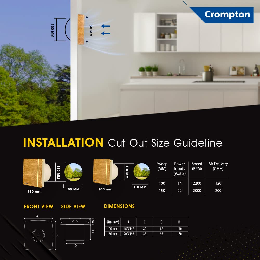 Crompton MOUNTAIR NEW 6" WOODEN EXHAUST FAN Pack of 1