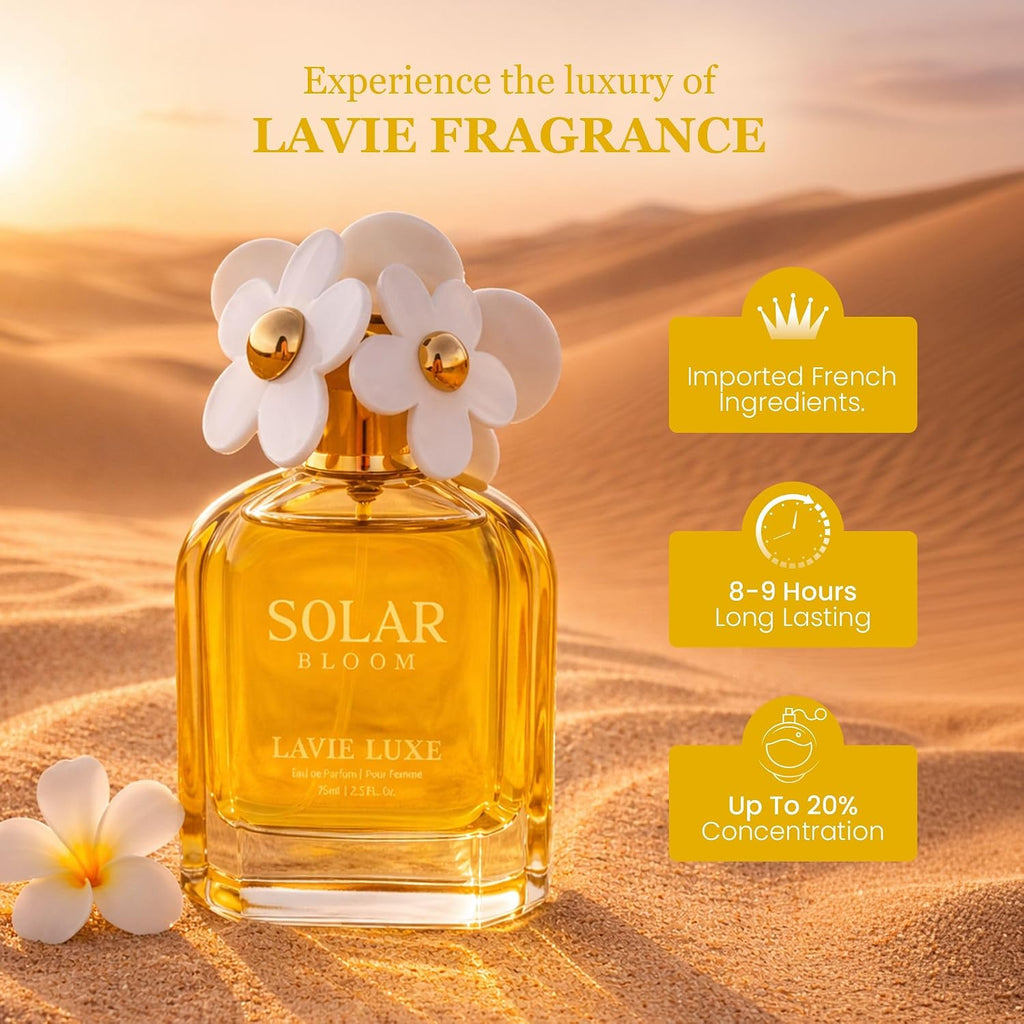 Lavie Luxe Solar Bloom Eau De Parfum | Luxury Collection 75ml Perfume | Perfume for Women