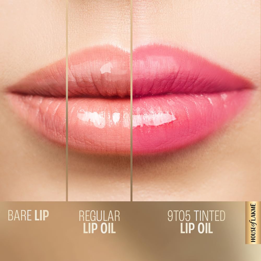 LAKMÉ LAKM Lakme 9to5 Overtime Shine Tinted Lip Oil - Coral Charm 5.3ml | 3Ml