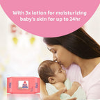 Johnson's Baby Wet Wipes | 216 Wipes | Alcohol & Soap Free | Prevents Rashes & Redness | with 3X Moisturising Lotion | As Mild as Pure Water | Enriched with Glycerin | (Pack of 2)