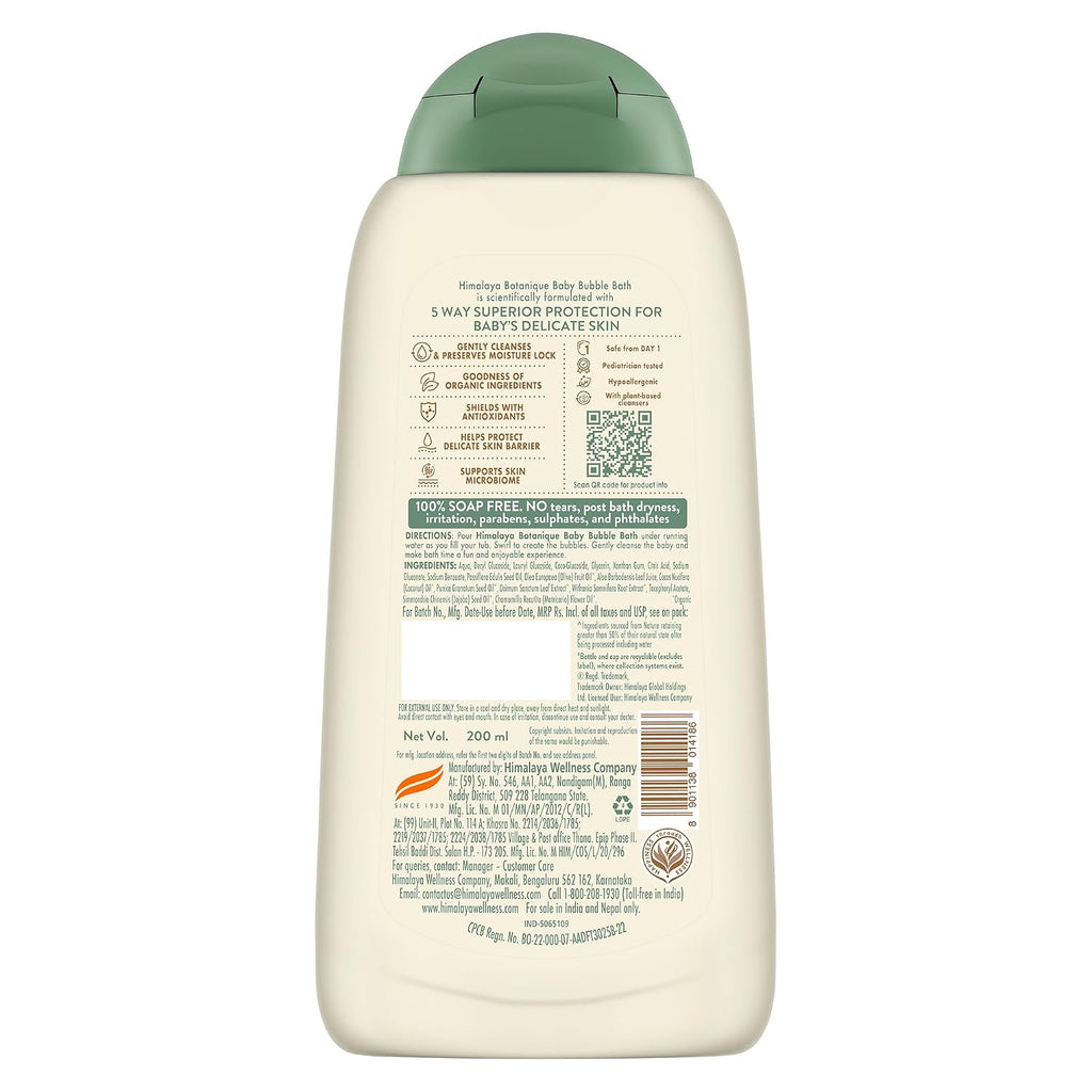 Himalaya Botanique Baby Bubble Bath|Organic|Pediatrician Tested|200 ml