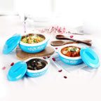 CELLO Hot Serve Insulated Inner Steel Casserole Set of 3, Blue (500ml, 850ml, 1500ml)