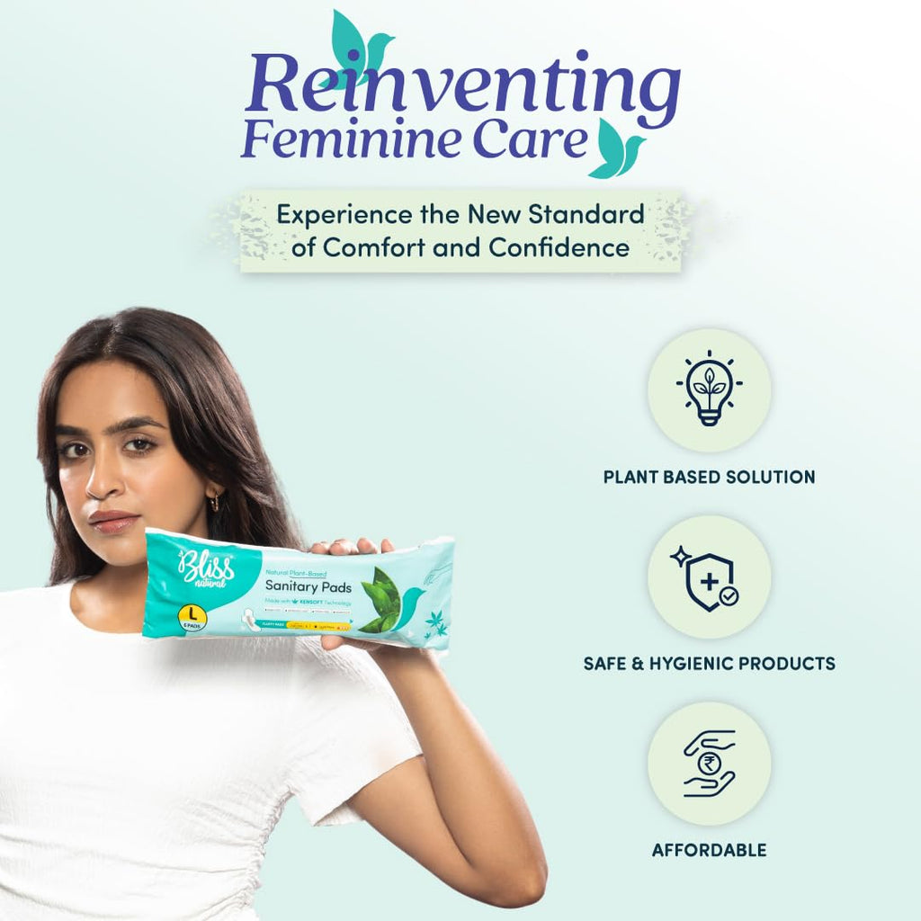 BLISSNATURAL Ultra Soft Sanitary Pads L | 24 Pads (4 Pack of 6) |