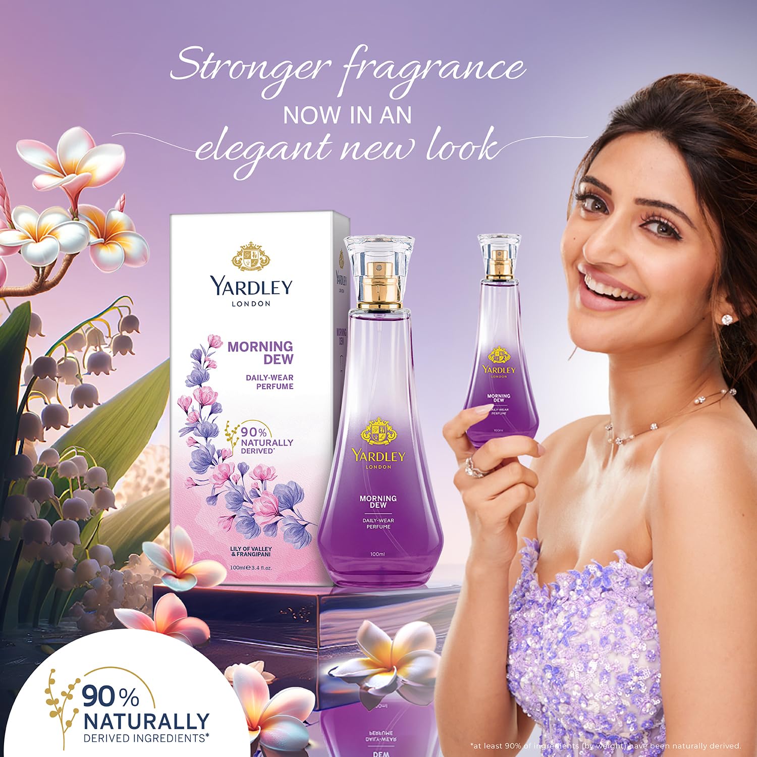 Yardley London Morning Dew Perfume for Women, 50ml – 90% Naturally Derived, Fresh Floral Daily Wear Spray | Lily of Valley & Frangipani Floral Fragrance