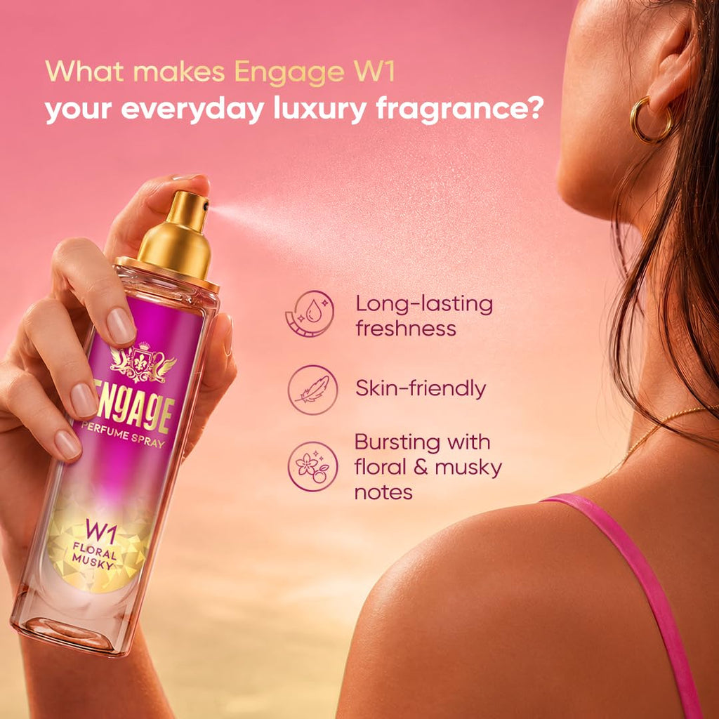 Engage W1 Perfume Spray for Women 120ml | Fruity & Floral | 24 hr Freshness | Long Lasting | No Parabens | No Silicones| Dermatologically Tested | Skin...