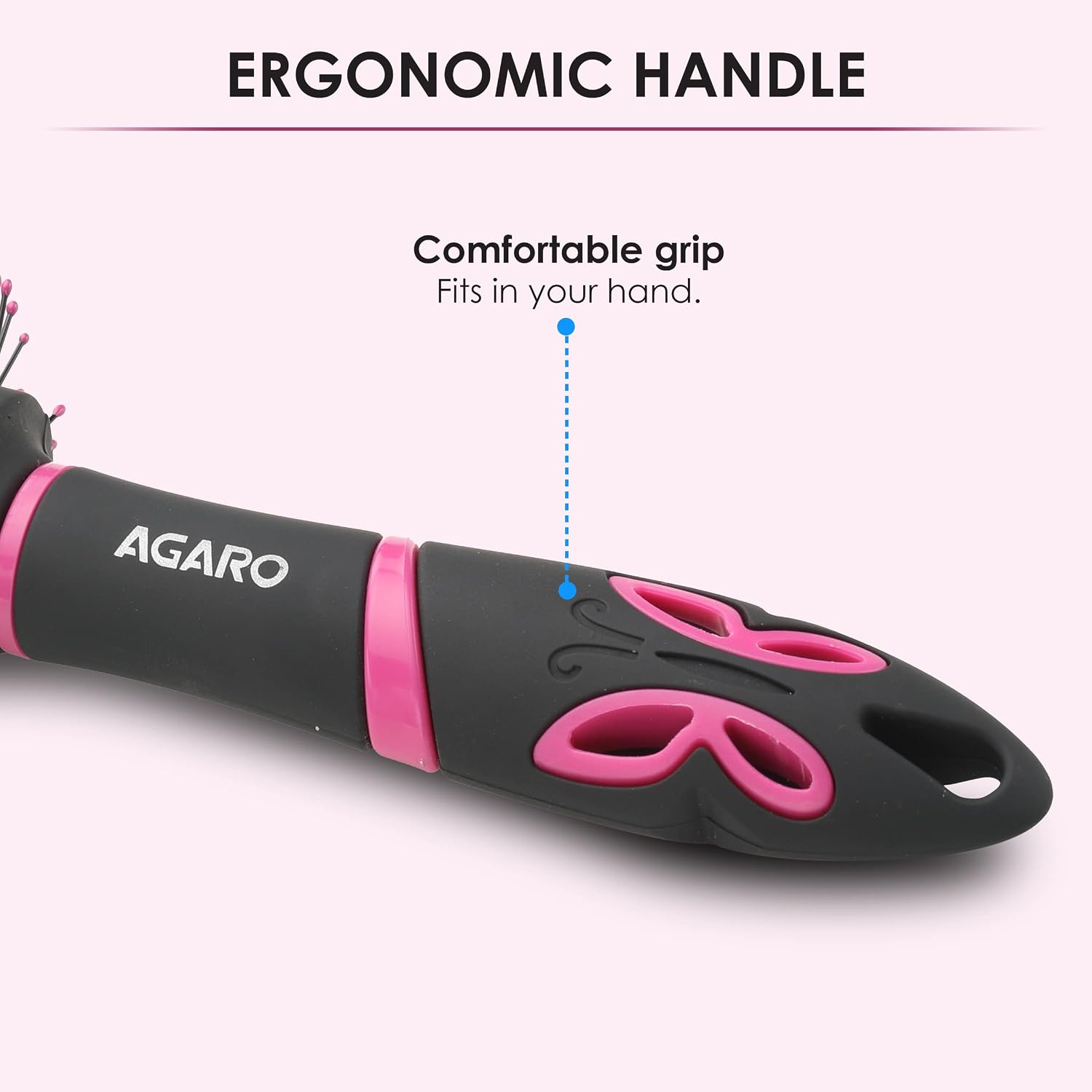 AGARO Delight Round Hair Brush with Strong & flexible boar bristles having Anti static ball tips