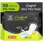 Pee Safe Comfort Ultra Thin Sanitary Pads XXL 50 Pads | Rash Free | Softest | Ultra Soft, Dual Wings, Toxin Free, Extra Long, Disposable Wrapper, 6 Layer...