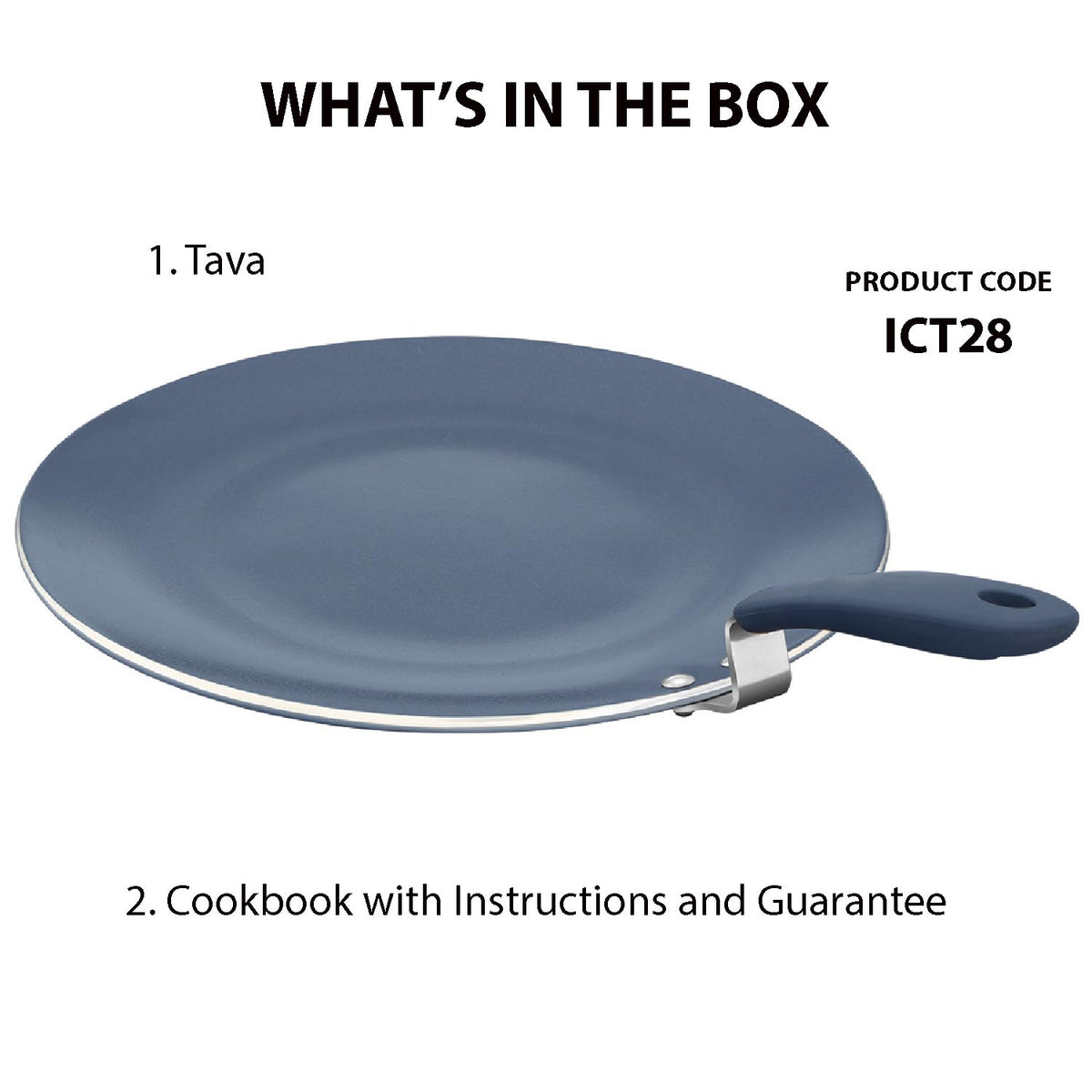 Hawkins Ceramic Nonstick Tava, 28 cm Diameter, Induction Paratha Tawa, Granite Griddle (ICT28)