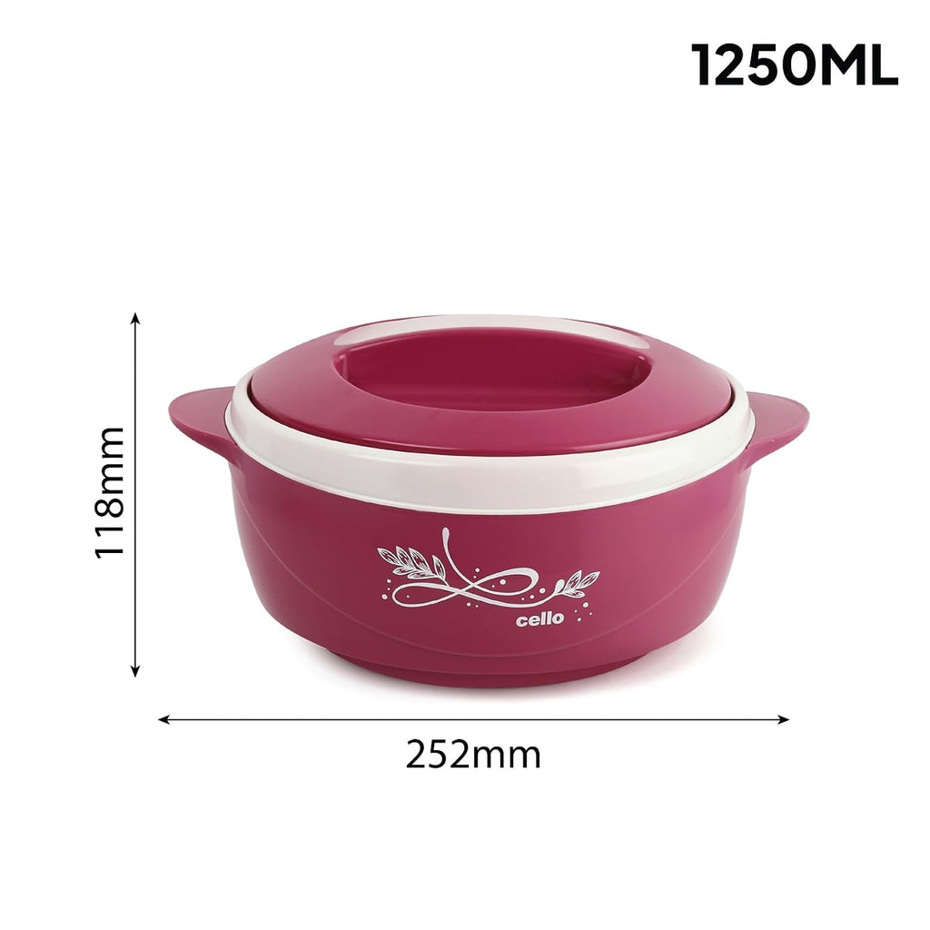 CELLO Sapphire Insulated Casserole Hot Pot For Kitchen 1250 ml Pink |