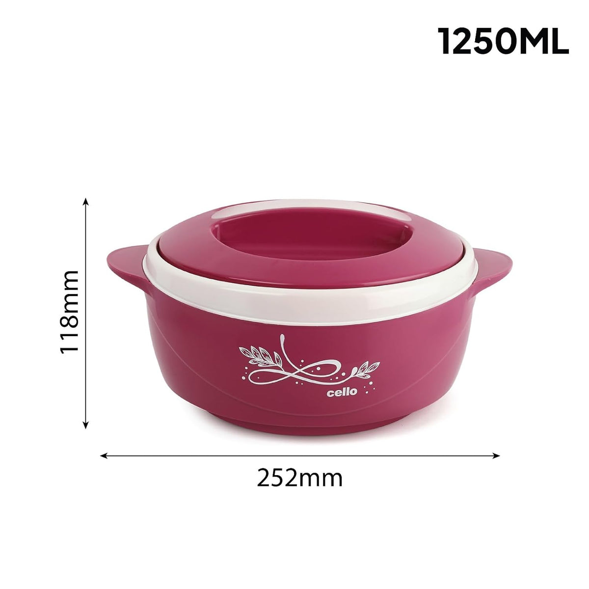 CELLO Sapphire Insulated Casserole Hot Pot For Kitchen 1250 ml Pink |