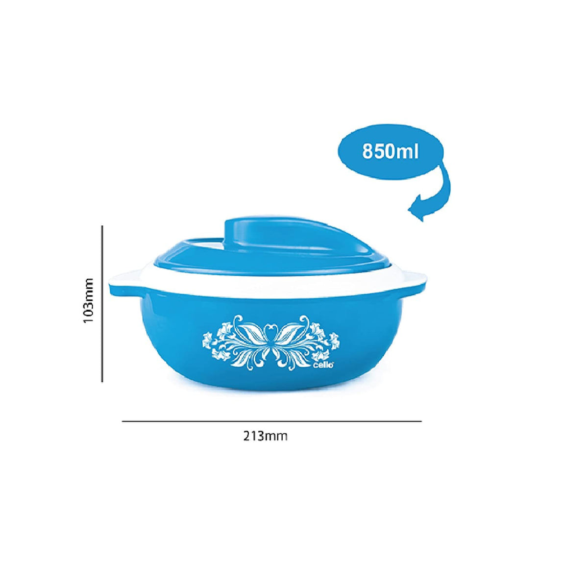 CELLO Hot Serve Insulated Inner Steel Casserole Set of 3, Blue (500ml, 850ml, 1500ml)