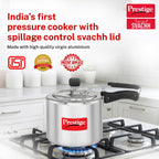 Prestige 3 Litre Aluminium Nakshatra Plus Svachh Innerlid Pressure Cooker|Deep lid for spillage control|Virgin Aluminium|Gas & Induction Compatible|Metallic Safety Plug|5 Years warranty|ISI Certified